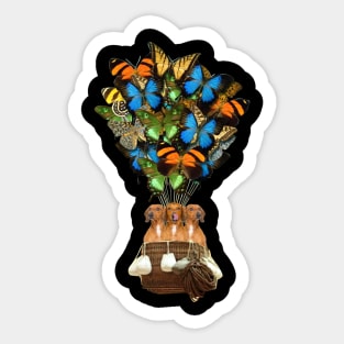 Dachshunds Dog Butterfly Hot Air Balloon Sticker